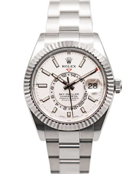 rolex white dial sky dweller|Rolex Sky-Dweller steel price.